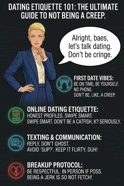 Ms. Manners comic illustrating the etiquette and pitfalls of modern online dating and apps
