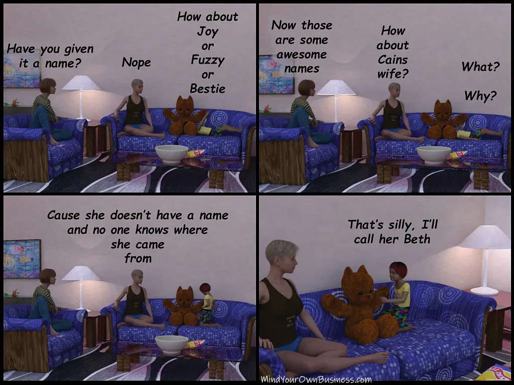 The ginormous teddy bear is offered some names