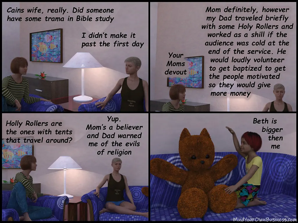 The realization that the ginormous teddy bear is bigger then we may all suspect